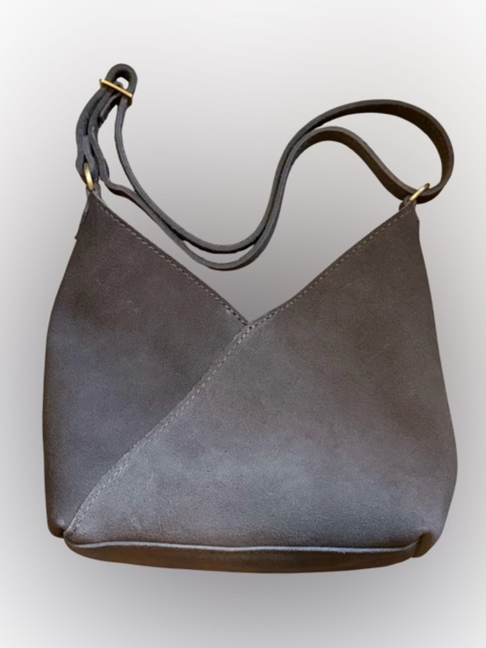 Portland Leather Naomi Shoulder Bag Small Smoke Grey Suede